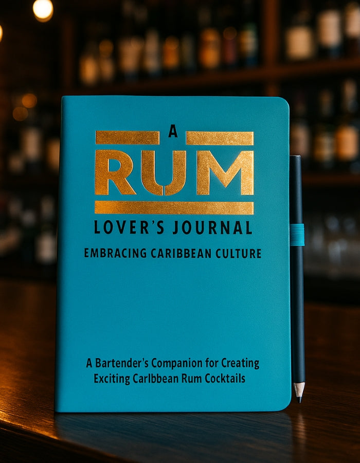 rum lovers journal cocktail book on a premium bar counter