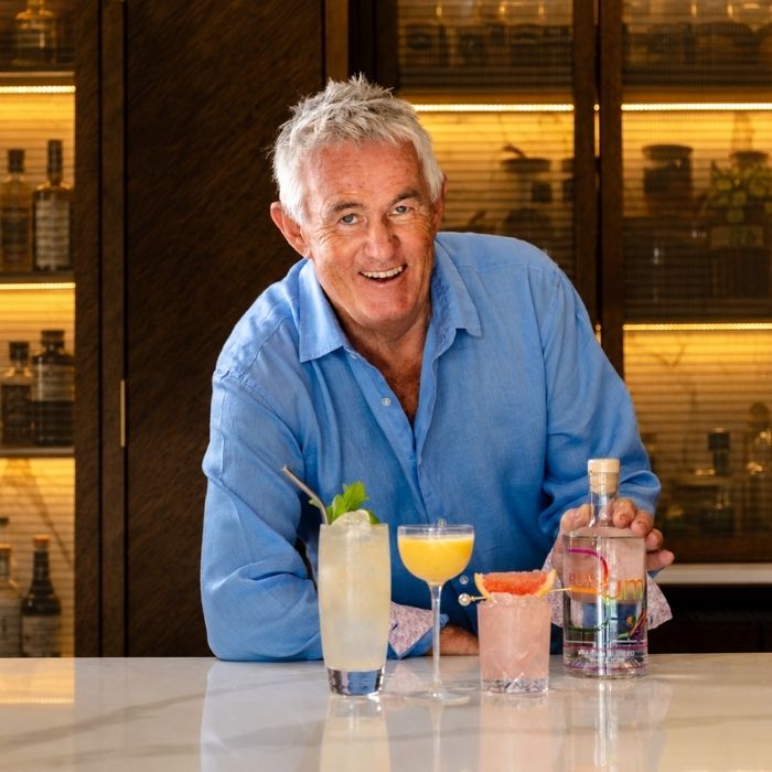Rum Bum founder Kevin Snook with rum cocktails