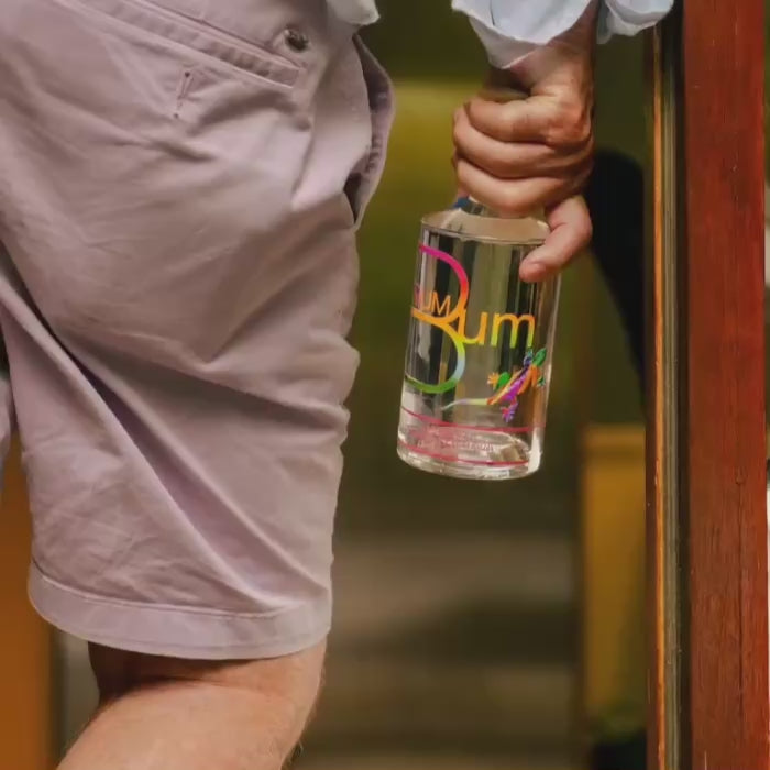 Snooky carrying The Original Rum Bum Premium Silver Rum